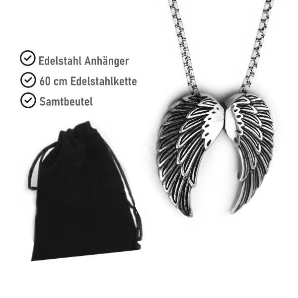 Edelstahl Anhänger mit doppelten Flügel