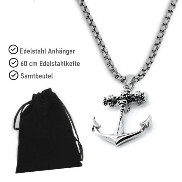 Anker Kettenanhänger mit Totenkopf