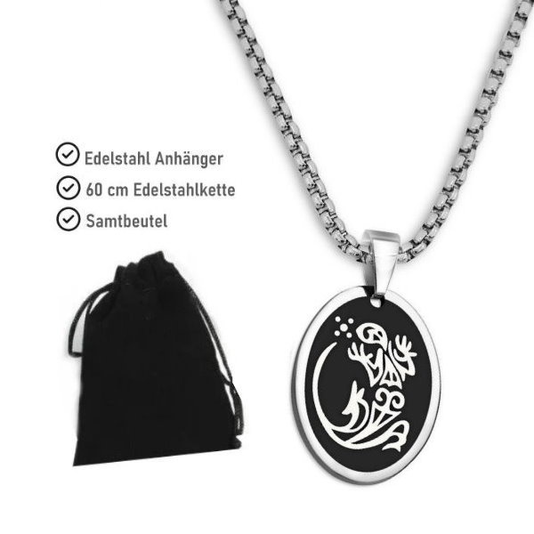 Ovaler Edelstahlanhänger Geko