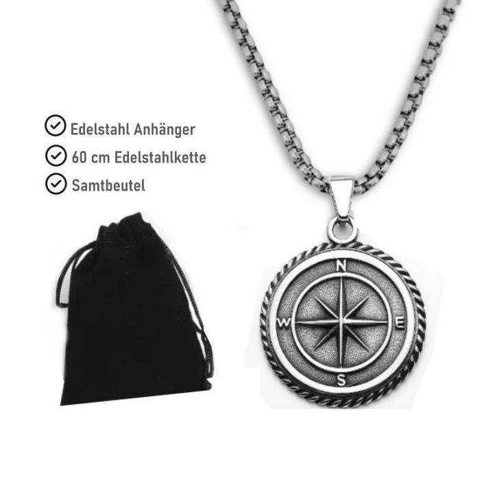 Kompass Anhänger aus Edelstahl