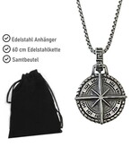 Edelstahlkette mit Kompass Anhänger