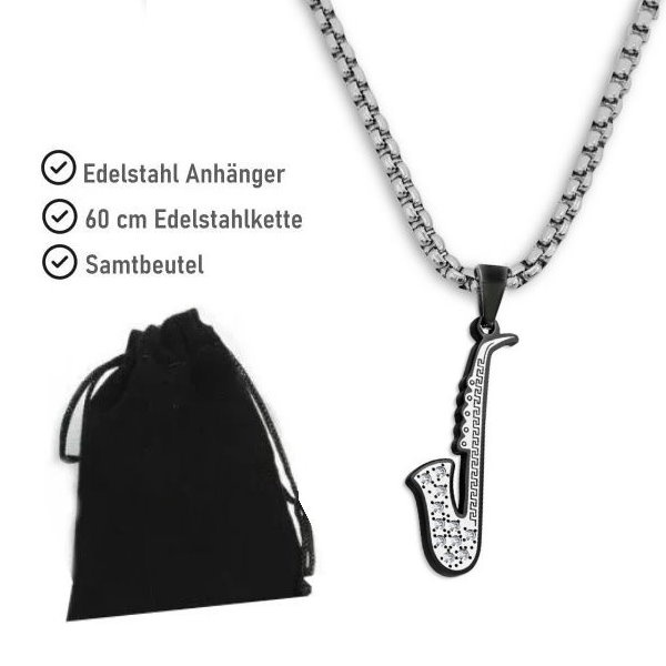 Schwarzer Kettenanhänger Saxophon