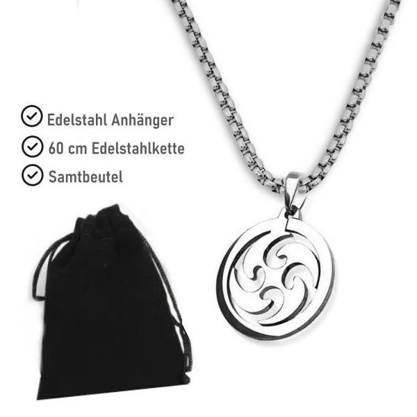 Runder Tribal Anhänger aus Edelstahl