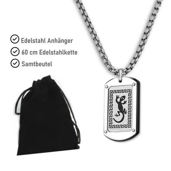 Edelstahl Kettenanhänger Geko