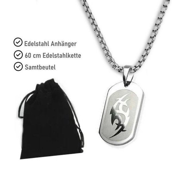 Anhänger Tribal Dog Tag aus Edelstahl