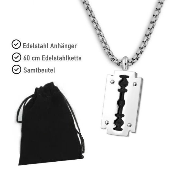 Edelstahl Anhänger Rasierklinge