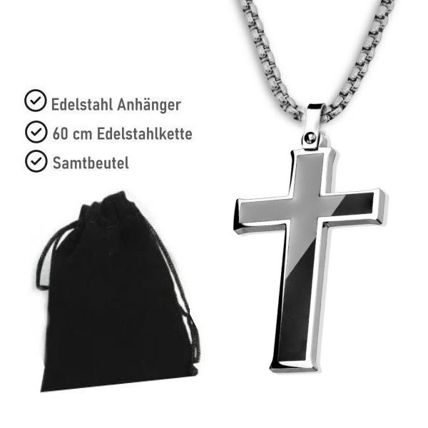 Schwarzer Kreuz Anhänger aus Edelstahl