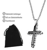 Herren Anhänger Kreuz - Schwarz-Silber