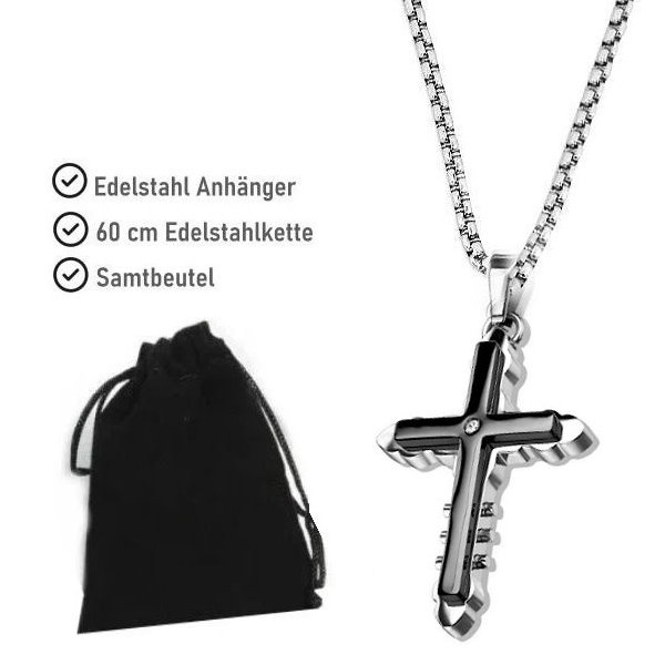 Herren Edelstahl Anhänger Kreuz