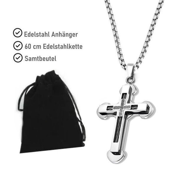 Herren Edelstahl Anhänger Kreuz