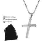 Edelstahlkette Kreuz mit Zirkonia