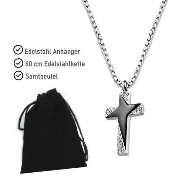 Halskette aus Edelstahl mit Kreuz