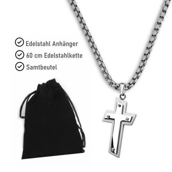 Edelstahlanhänger Kreuz | Männerschmuck