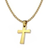 Goldfärbiger Kettenanhänger Kreuz Edelstahl