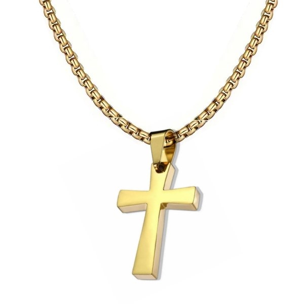 Goldfärbiger Kettenanhänger Kreuz Edelstahl