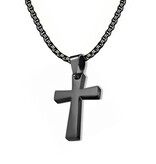Schwarzer Kreuz Kettenanhänger Edelstahl