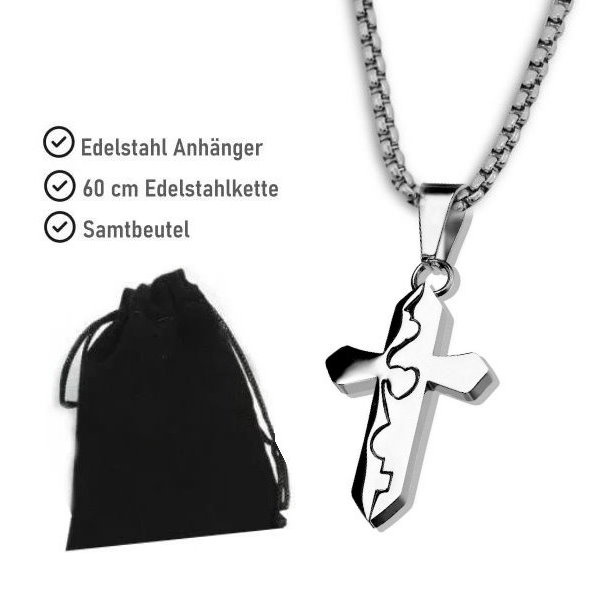 Edelstahlanhänger mit filigranem Kreuzmotiv