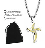 Kreuzkette Edelstahl gold-silberfärbig