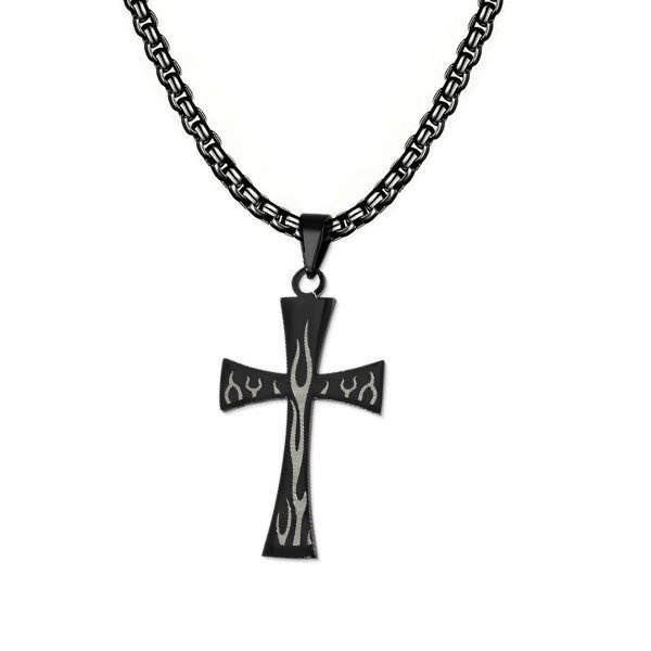Schwarzes Kreuz mit Flammen Design