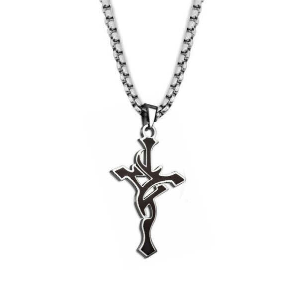 Männerkette Kreuz aus Edelstahl