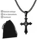 Kreuzanhänger schwarz Edelstahl