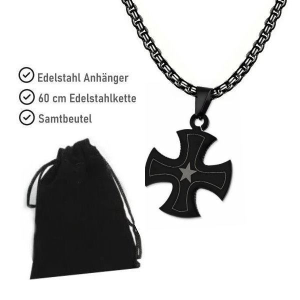 Kreuz Anhänger schwarz mit Stern