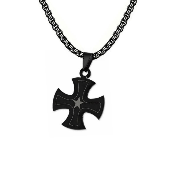 Kreuz Anhänger schwarz mit Stern