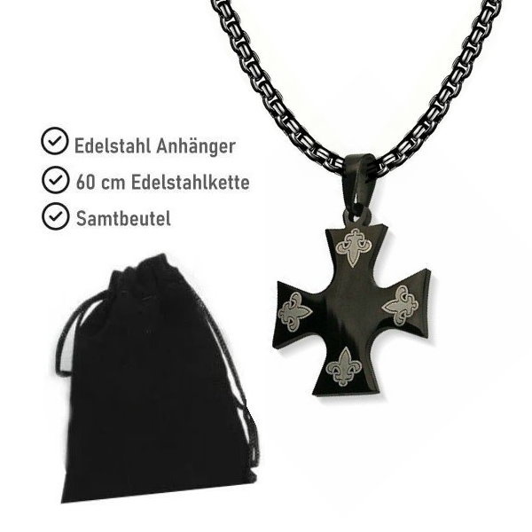 Schwarzes Kreuz mit Lilie