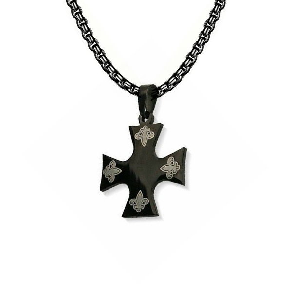 Schwarzes Kreuz mit Lilie