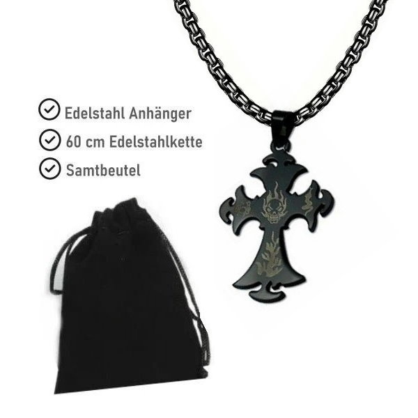 Kreuzanhänger Edelstahl schwarz