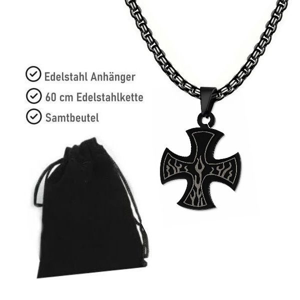 Kreuz Anhänger mit Flammen Design