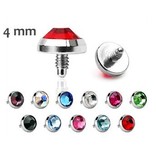 Dermal Anchor Aufsatz mit 4 mm Kristall-Zirkonia – 11 Farben