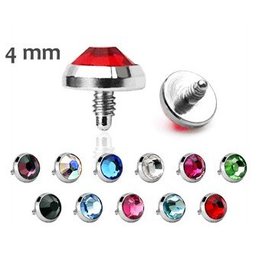 Dermal Anchor Aufsatz mit 4 mm Kristall-Zirkonia – Chirurgenstahl 316L | 11 Farben