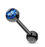 Schwarzes Zungenpiercing mit Zirkonia