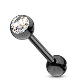 Schwarzes Zungenpiercing mit Zirkonia