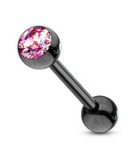 Schwarzes Zungenpiercing mit Zirkonia