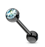Schwarzes Zungenpiercing mit Zirkonia
