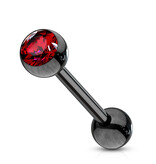 Schwarzes Zungenpiercing mit Zirkonia