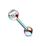 Zungenpiercing Regenbogen mit Kristallstein