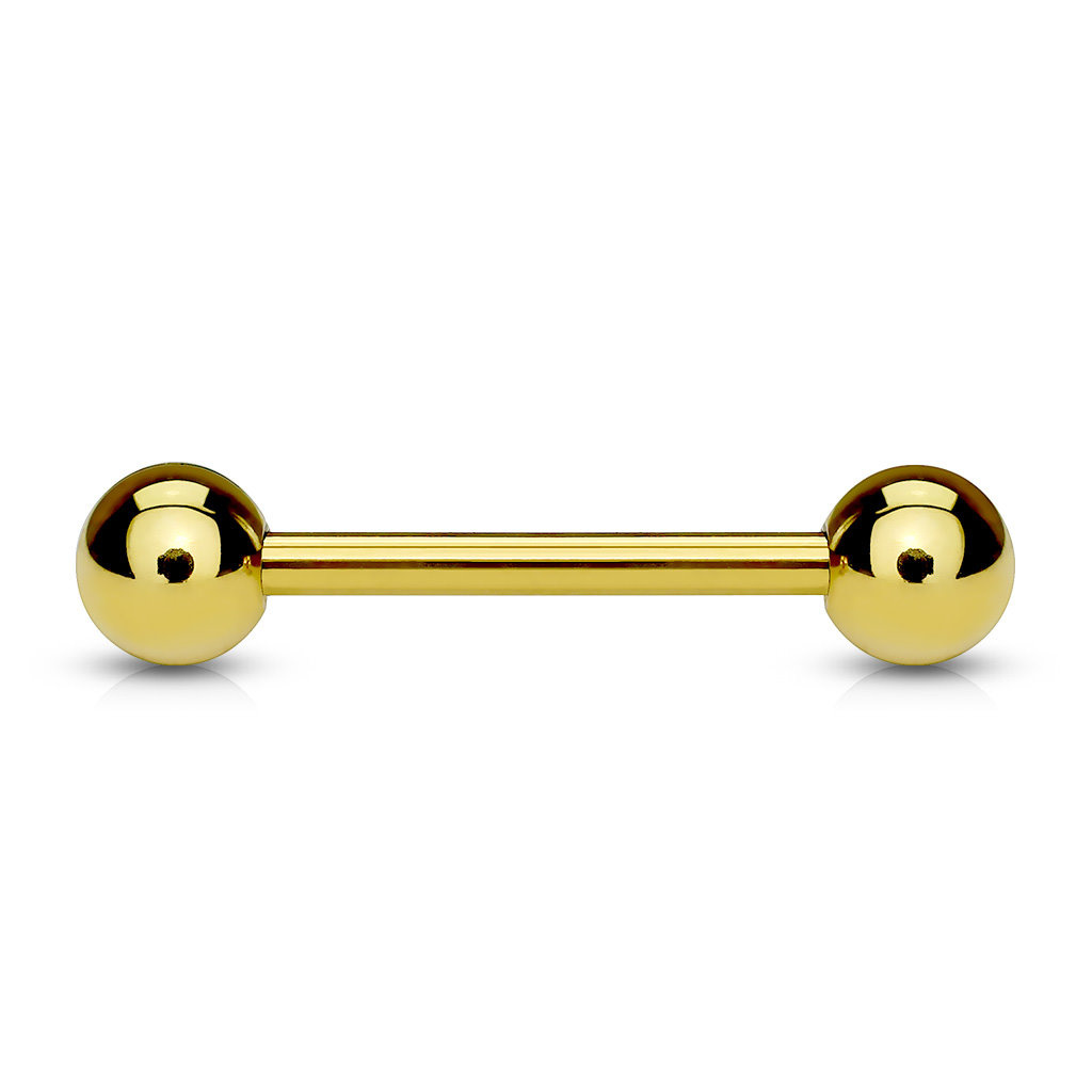 Goldfarbenes Zungenpiercing PVD – 16 mm