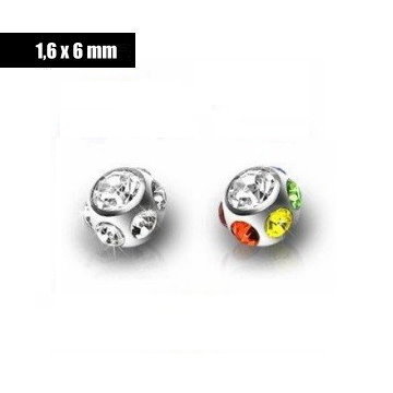 1,6 mm Piercingkugel mit Zirkoniasteinchen