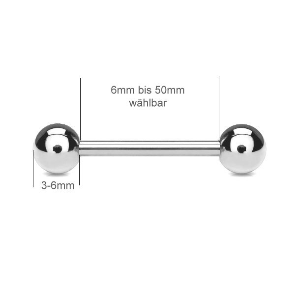 Brustpiercing Mann - Stab mit zwei Kugeln