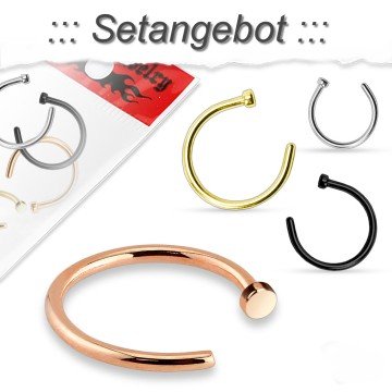 4er Set Nasenpiercing Ring 1 mm