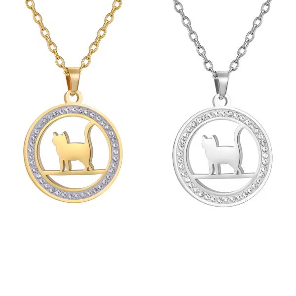 Edelstahlkette mit Katzenanhänger