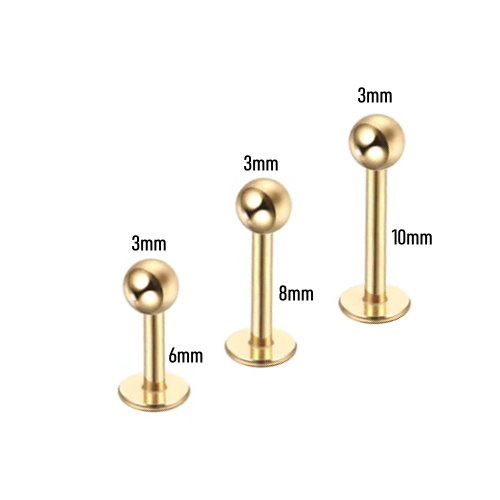 Goldfarbiges Tragus Piercing – 6, 8 & 10 mm