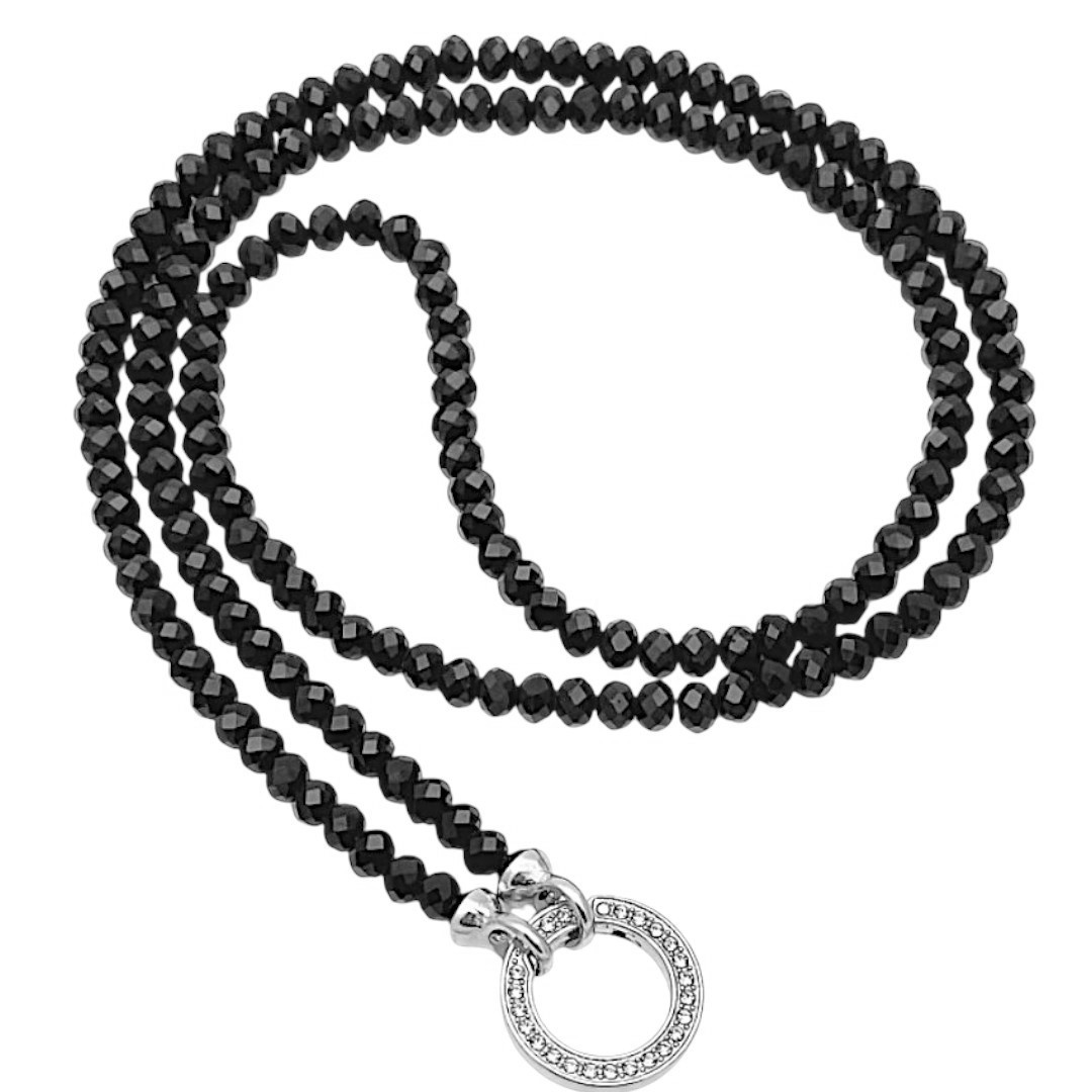 Schwarze Variokette mit Katzen Anhänger