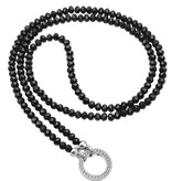 Schwarze Variokette mit Eulen-Anhänger – 80 cm | 6 mm Glasperlen