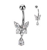 Bauchnabelpiercing Schmetterling mit kleinem Anhänger – Chirurgenstahl