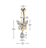 Bauchnabelpiercing Schmetterling mit kleinem Anhänger – Chirurgenstahl