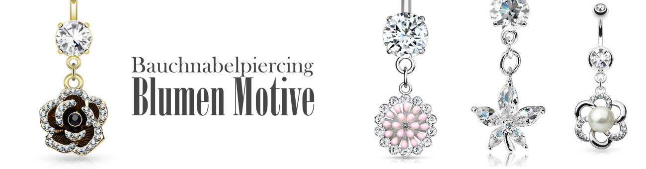 Bauchnabelpiercing mit Blumen Motive